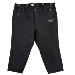 Old Navy Womens Slouchy Straight Black Denim Jeans Plus Size 22W Distressed NWOT